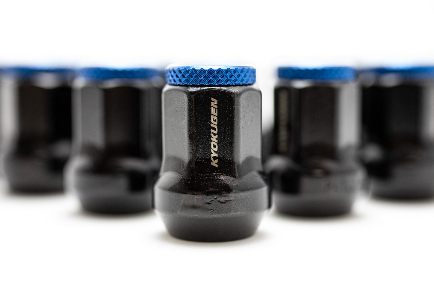 Project Kics Kyokugen Black w/ Aluminum Blue Cap 12x1.50 Lug Nut Set