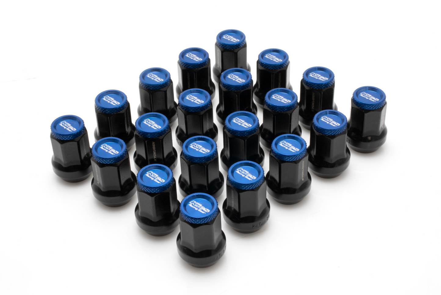 Project Kics Kyokugen Black w/ Aluminum Blue Cap 12x1.50 Lug Nut Set