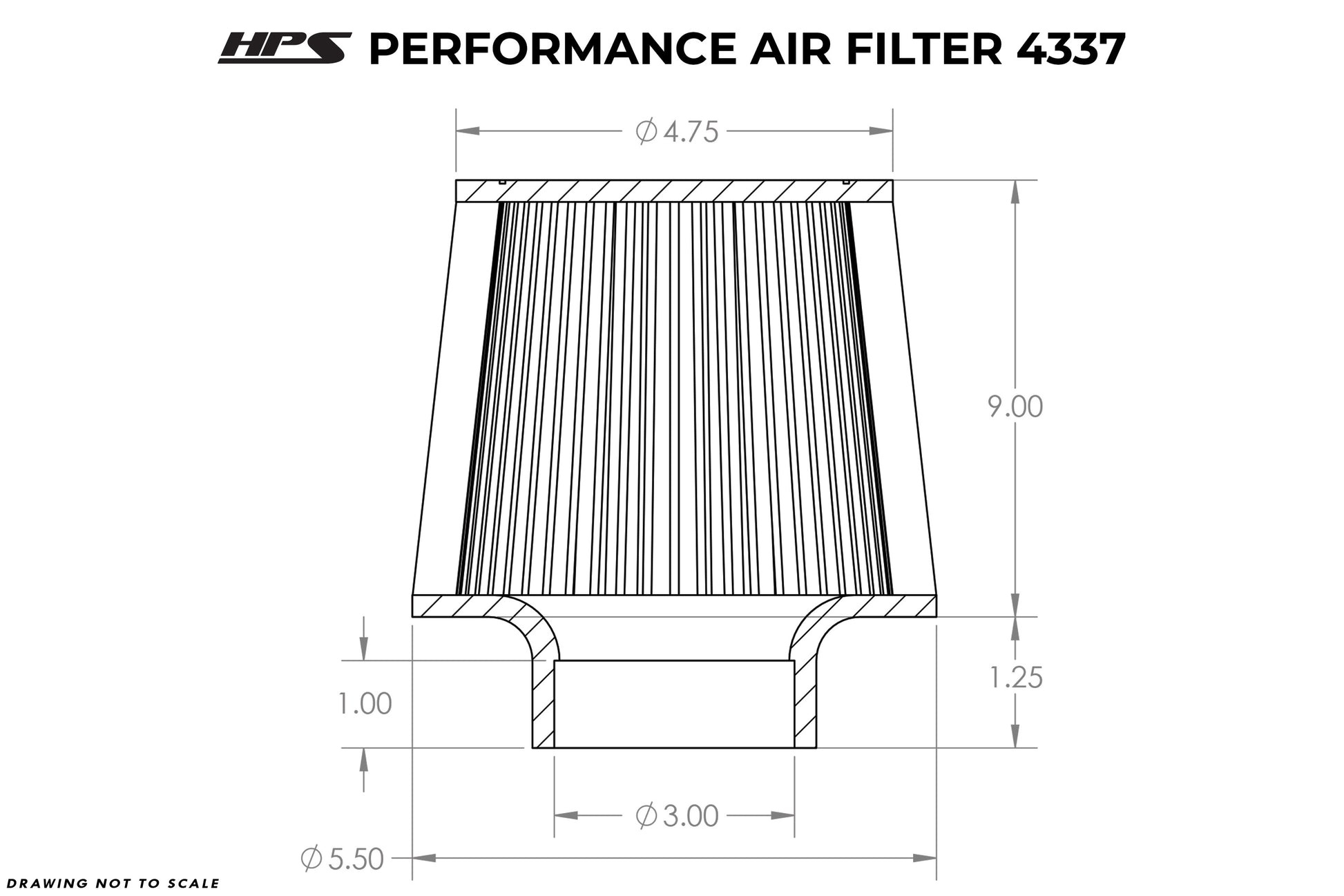 HPS Performance Air Filter 3" HPS-4337
